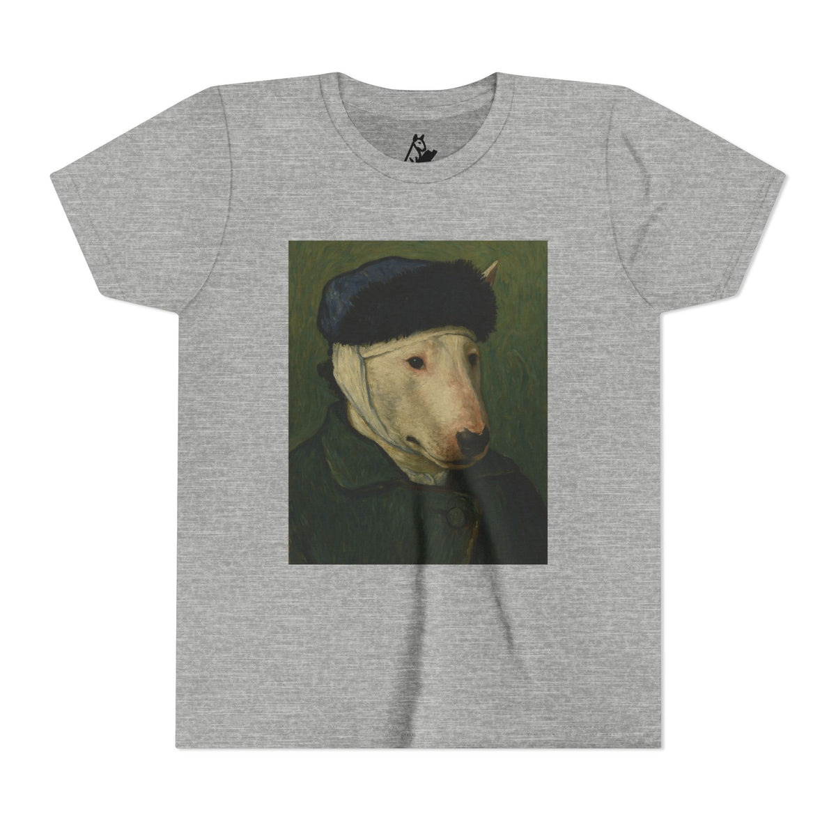 Bull Terrier Self-Portrait with Bandaged Ear — after Vincent van Gogh, 1889 | Youth Tee