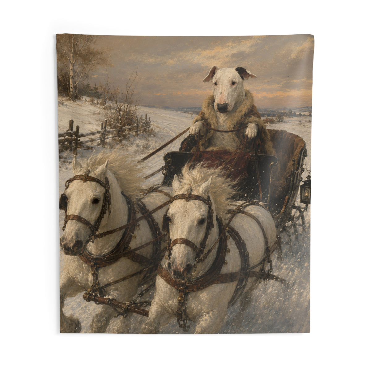 Bull Terrier Sleigh Ride — after Alfred Wierusz-Kowalski, c.1890 | Tapestry