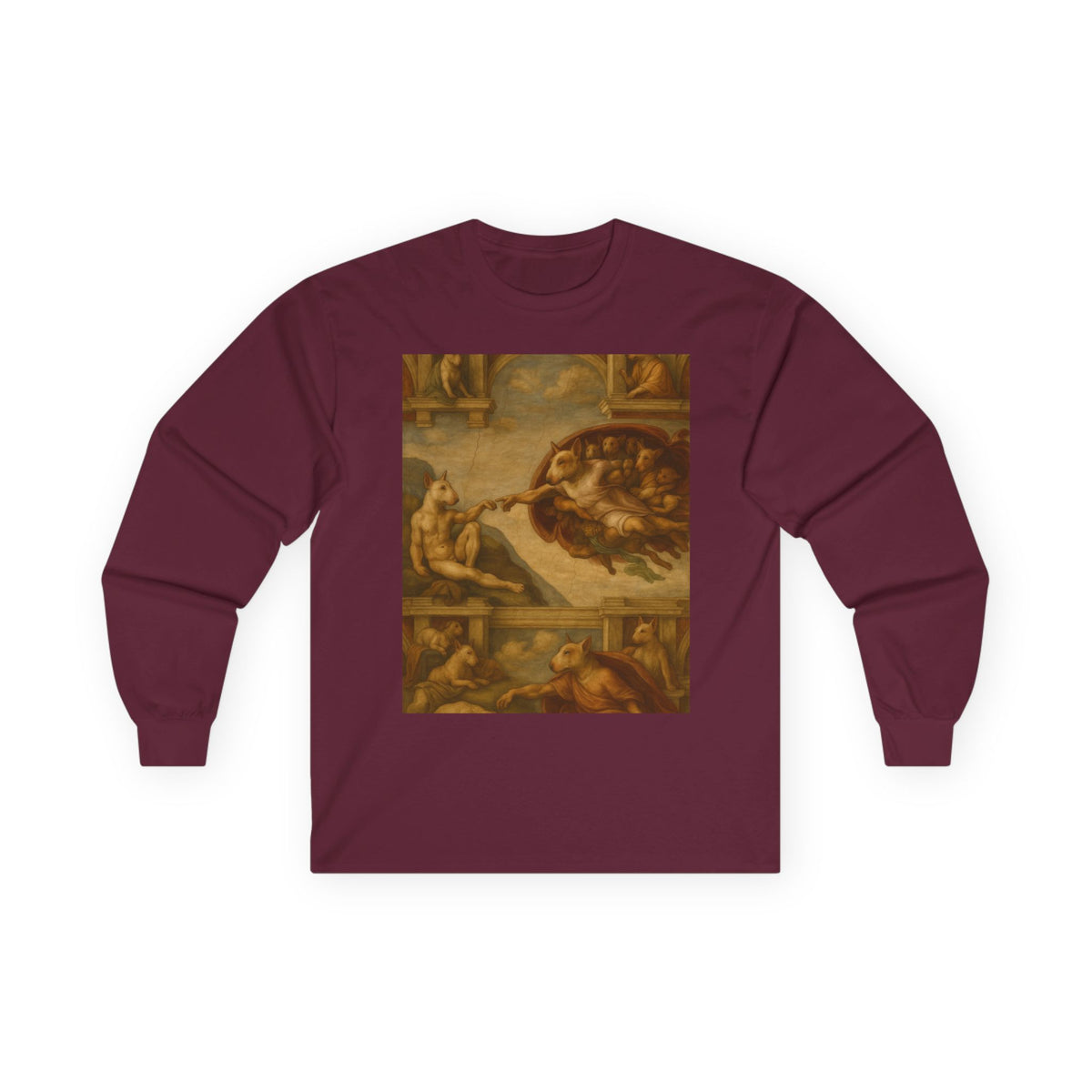 Bull Terrier The Creation Of Adam — after Michelangelo, 1512 | Long Sleeve
