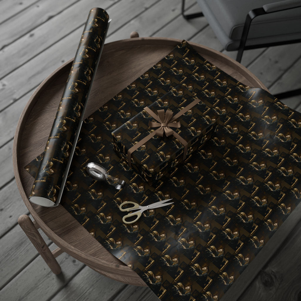 Bull Terrier The Astronomer — after Johannes Vermeer, 1668 | Wrapping Paper