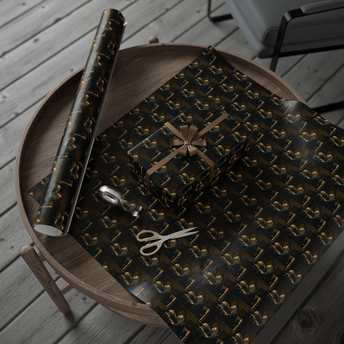 Bull Terrier The Astronomer — after Johannes Vermeer, 1668 | Wrapping Paper