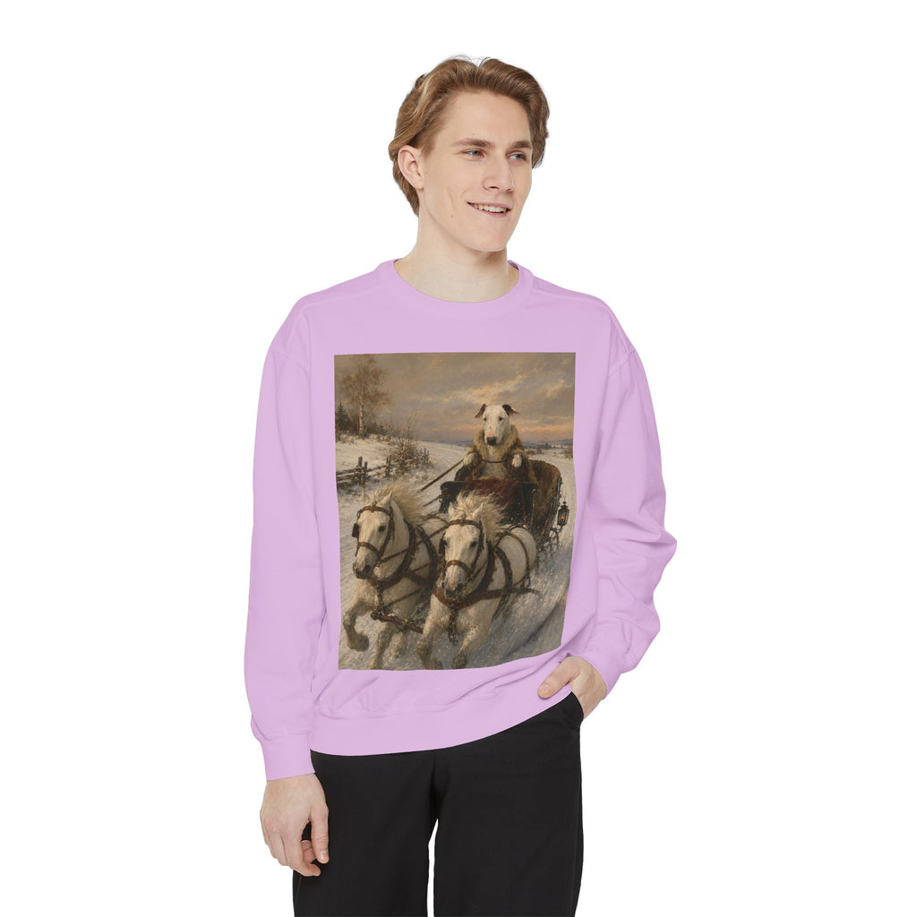 Bull Terrier Sleigh Ride — after Alfred Wierusz-Kowalski, c.1890 | Crewneck