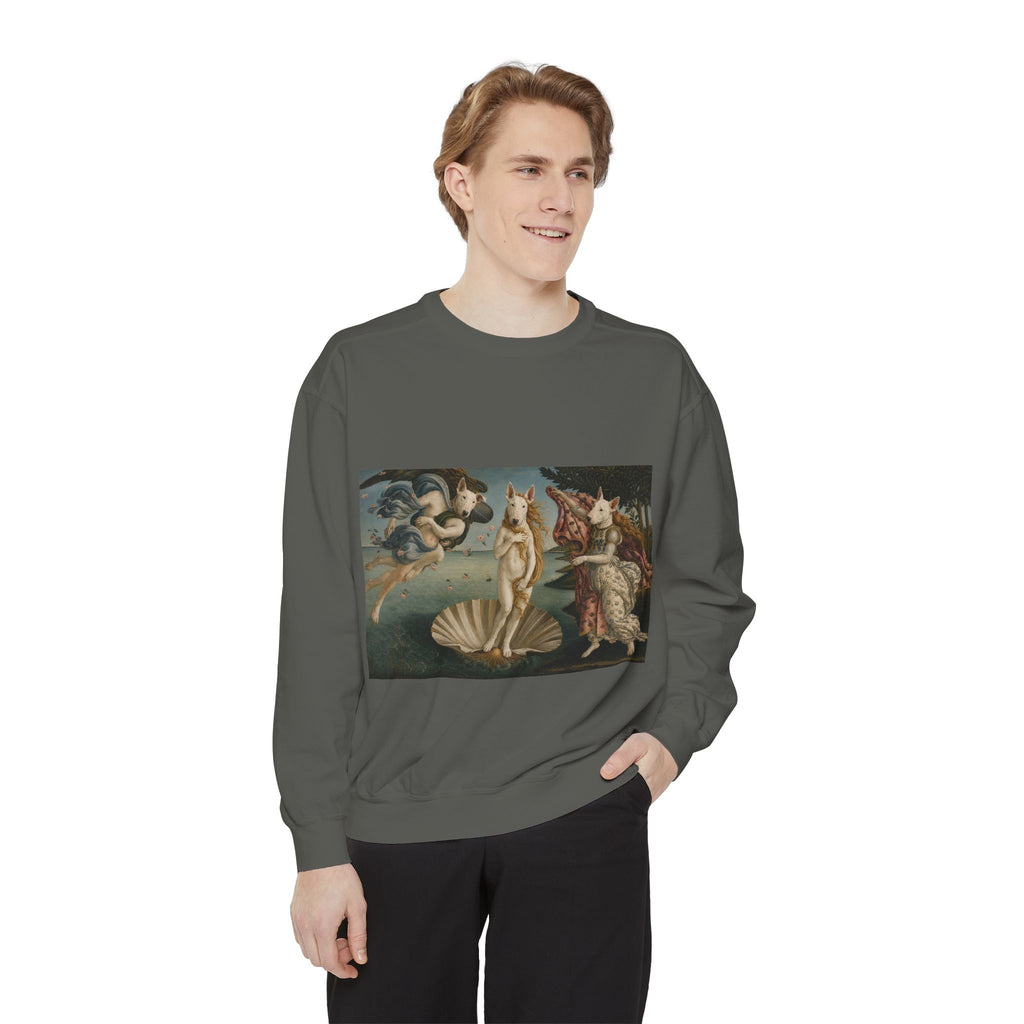 Bull Terrier The Birth of Venus — after Sandro Botticelli, c.1485 | Crewneck