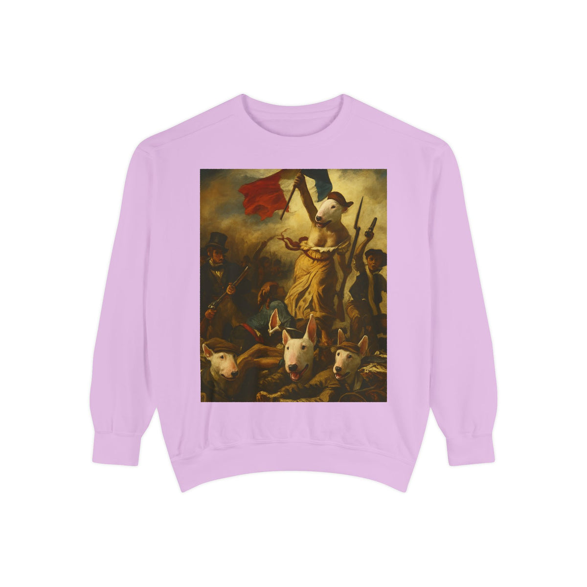 Bull Terrier Liberty Leading the People — after Eugene Delacroix, 1830 | Crewneck