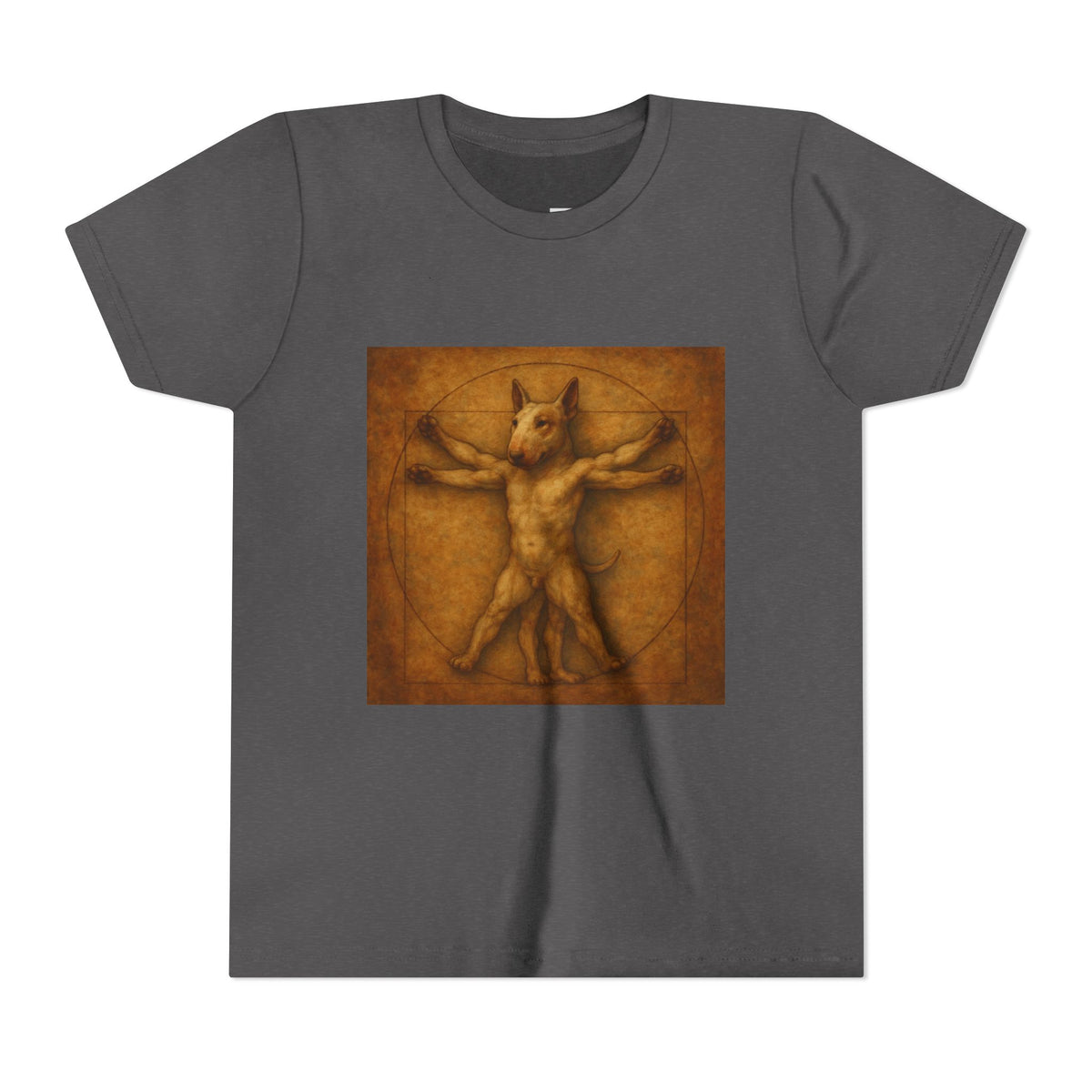 Bull Terrier Vitruvian Man — after Leonardo da Vinci, c.1490 | Youth Tee