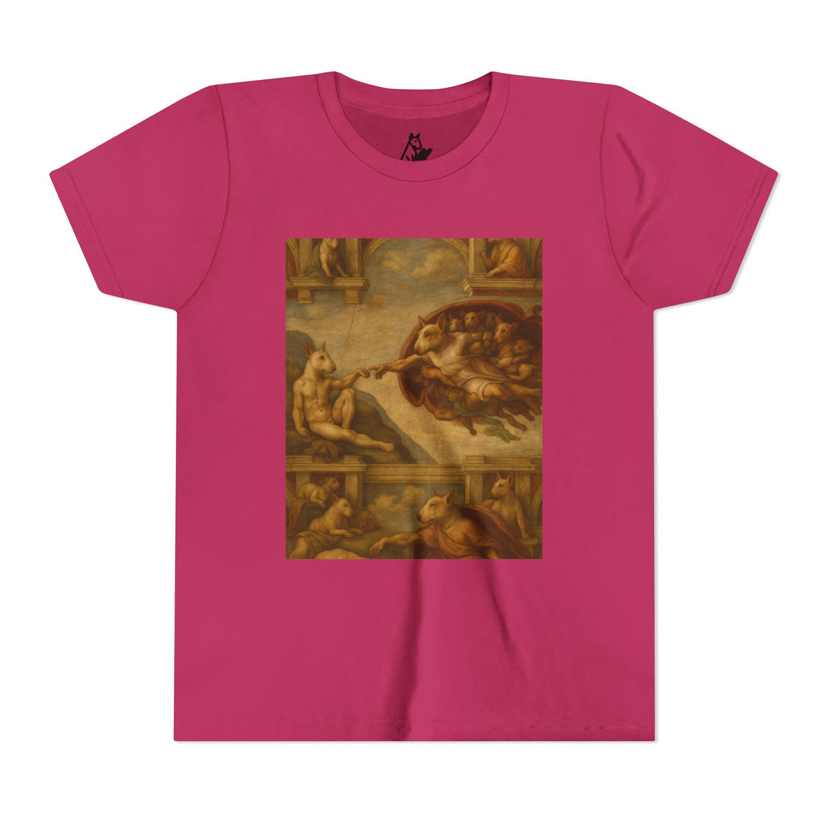 Bull Terrier The Creation of Adam — after Michelangelo, 1512 | Youth Tee