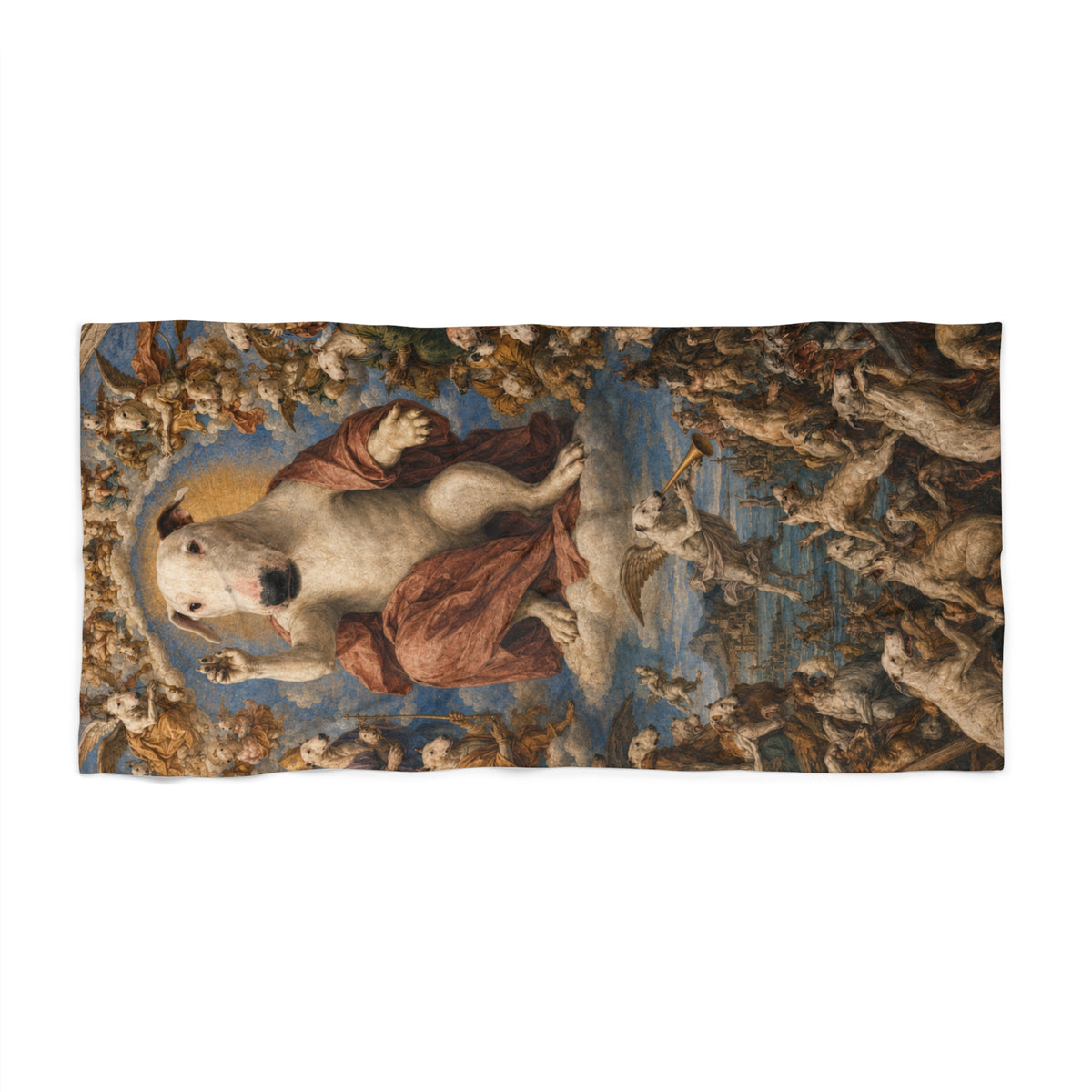 Bull Terrier The Last Judgement — after Michelangelo, 1541 | Beach Towel