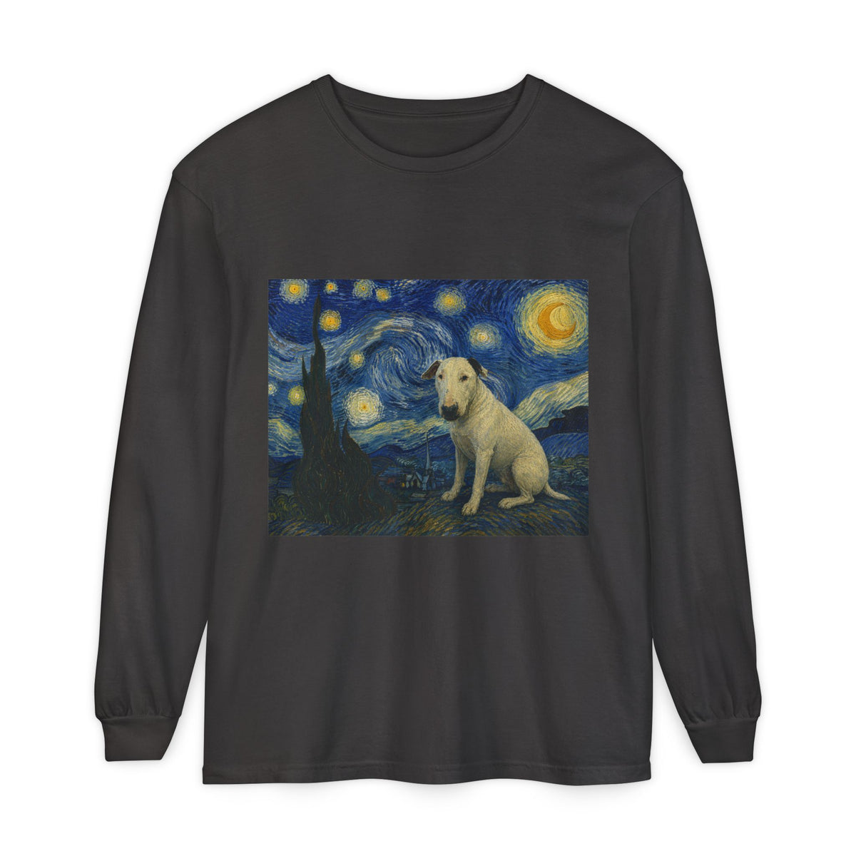 Bull Terrier The Starry Night — after Vincent van Gogh, 1889 | Long Sleeve