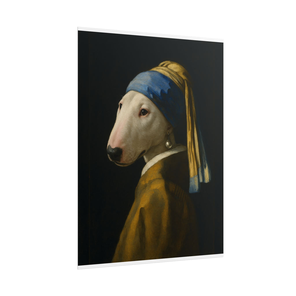 Bull Terrier Girl With A Pearl Earring — after Johannes Vermeer, c.1665 | Print