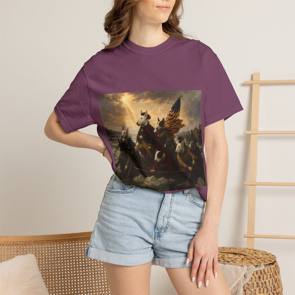 Bull Terrier Washington Crossing the Delaware — after Emanuel Leutze, 1851 | Garment-Dyed Tee