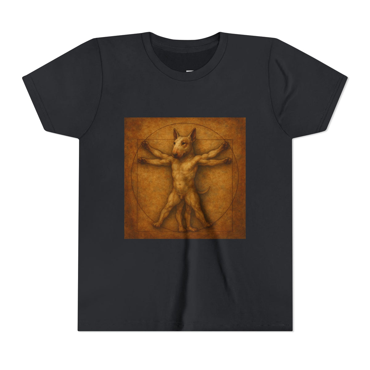 Bull Terrier Vitruvian Man — after Leonardo da Vinci, c.1490 | Youth Tee