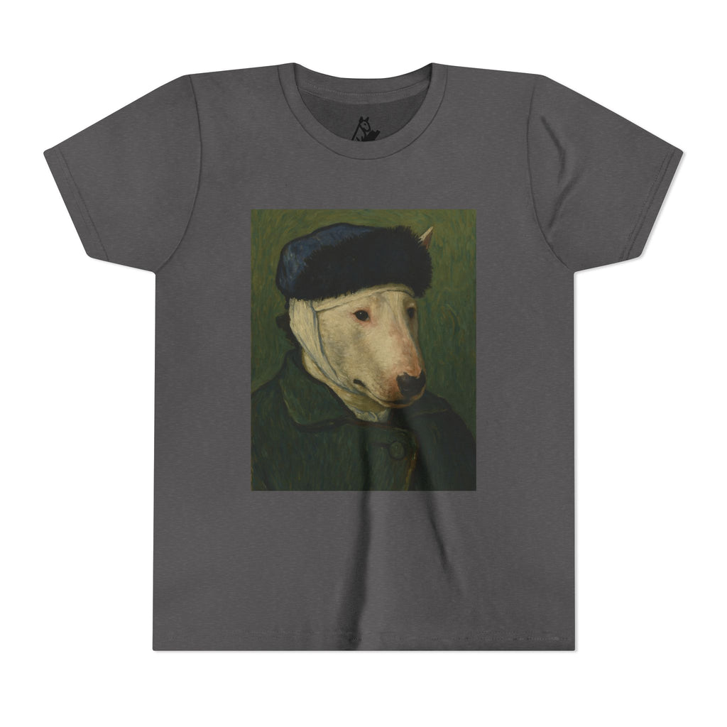 Bull Terrier Self-Portrait with Bandaged Ear — after Vincent van Gogh, 1889 | Youth Tee