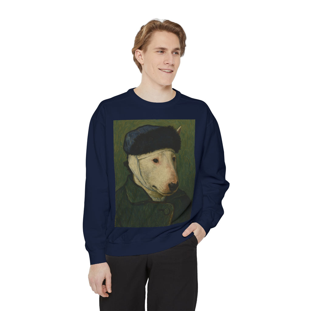Bull Terrier Self-Portrait with Bandaged Ear — after Vincent van Gogh, 1889 | Crewneck