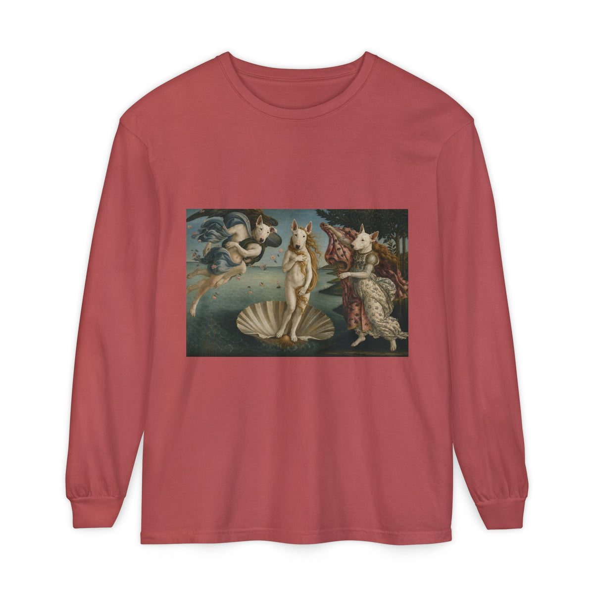 Bull Terrier The Birth of Venus — after Sandro Botticelli, c.1485 | Long Sleeve