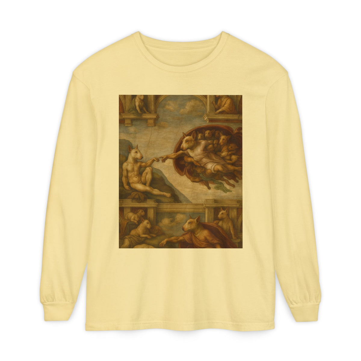 Bull Terrier The Creation of Adam — after Michelangelo, 1512 | Long Sleeve