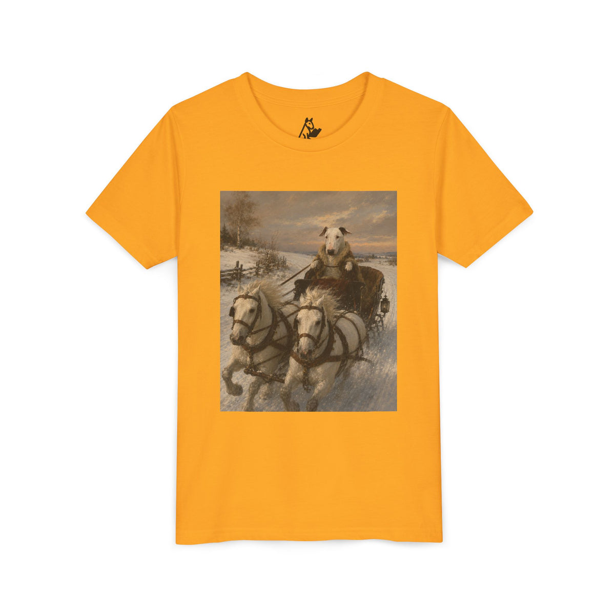 Bull Terrier Sleigh Ride — after Alfred Wierusz-Kowalski, c.1890 | Youth Tee