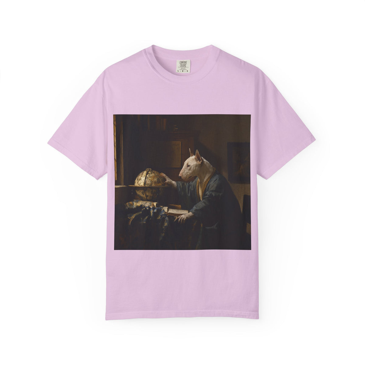 Bull Terrier The Astronomer — after Johannes Vermeer, 1668 | Garment-Dyed Tee