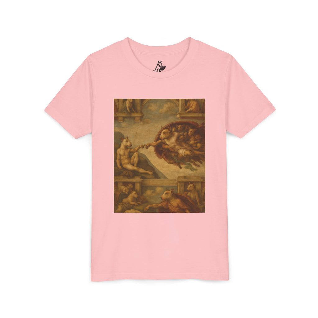 Bull Terrier The Creation of Adam — after Michelangelo, 1512 | Youth Tee