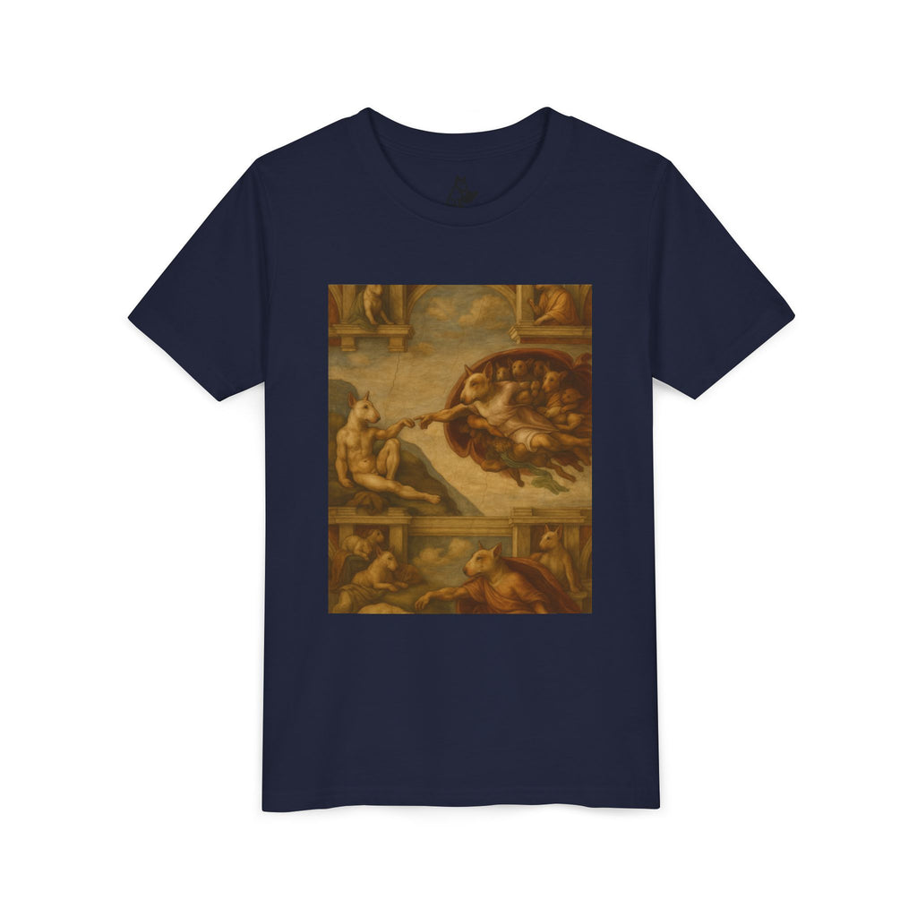 Bull Terrier The Creation of Adam — after Michelangelo, 1512 | Youth Tee