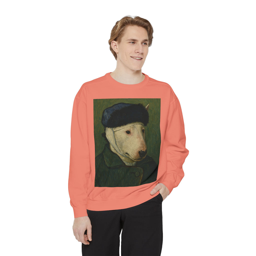 Bull Terrier Self-Portrait with Bandaged Ear — after Vincent van Gogh, 1889 | Crewneck