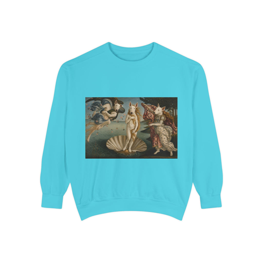 Bull Terrier The Birth of Venus — after Sandro Botticelli, c.1485 | Crewneck