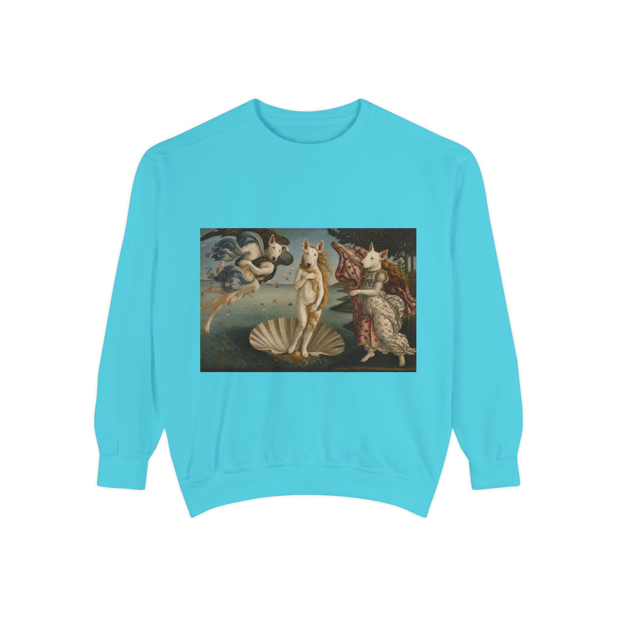 Bull Terrier The Birth of Venus — after Sandro Botticelli, c.1485 | Crewneck