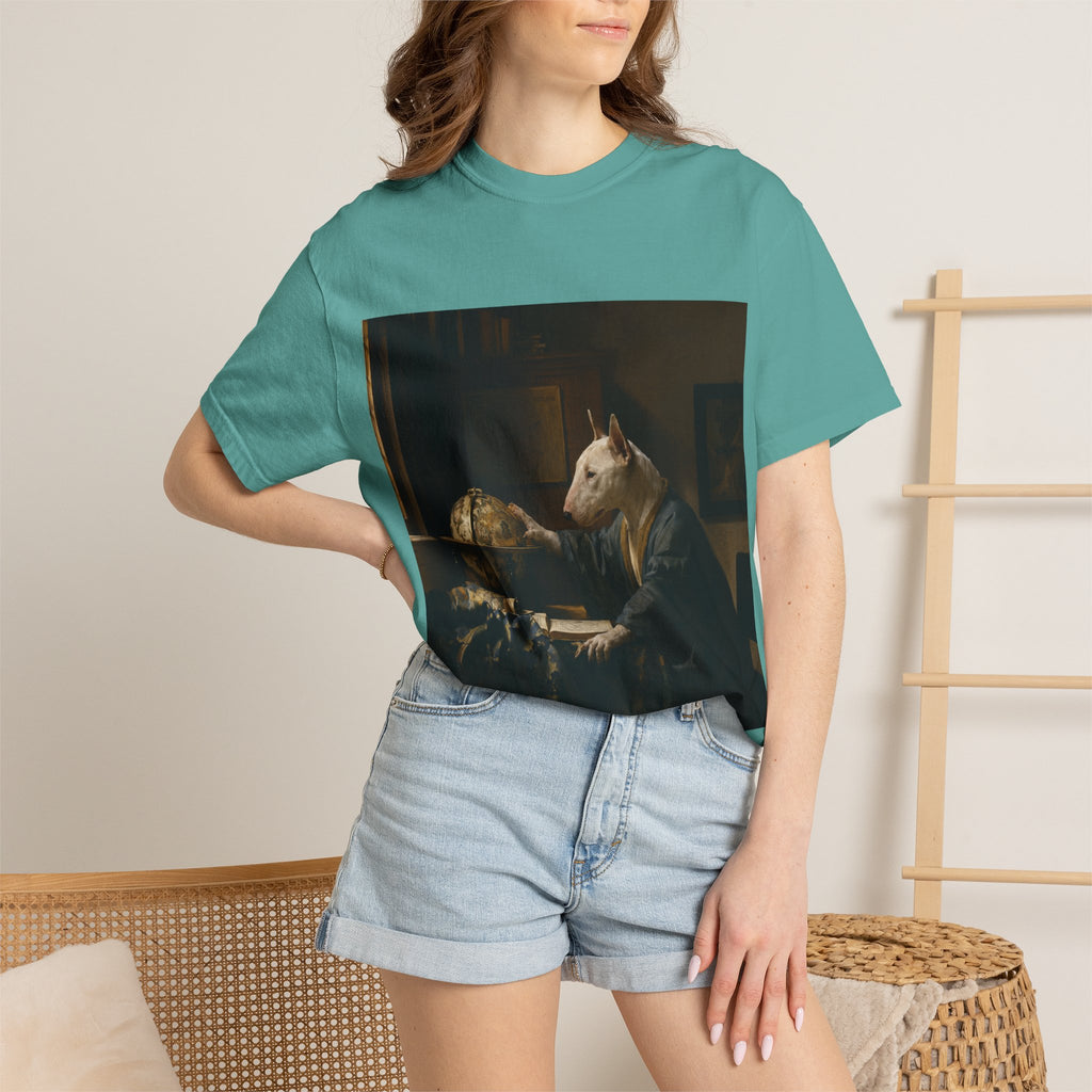 Bull Terrier The Astronomer — after Johannes Vermeer, 1668 | Garment-Dyed Tee
