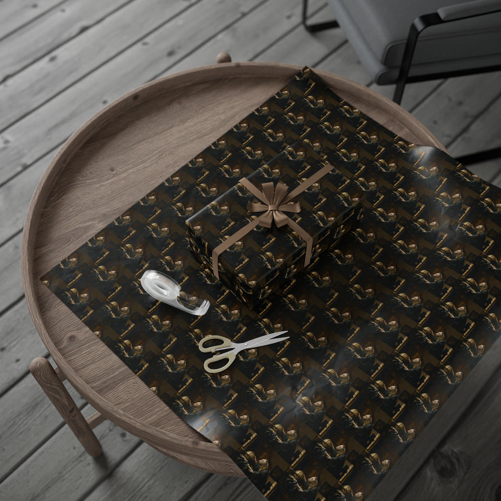 Bull Terrier The Astronomer — after Johannes Vermeer, 1668 | Wrapping Paper