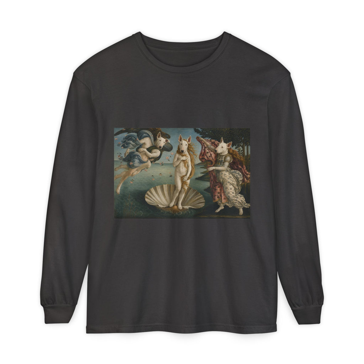 Bull Terrier The Birth of Venus — after Sandro Botticelli, c.1485 | Long Sleeve