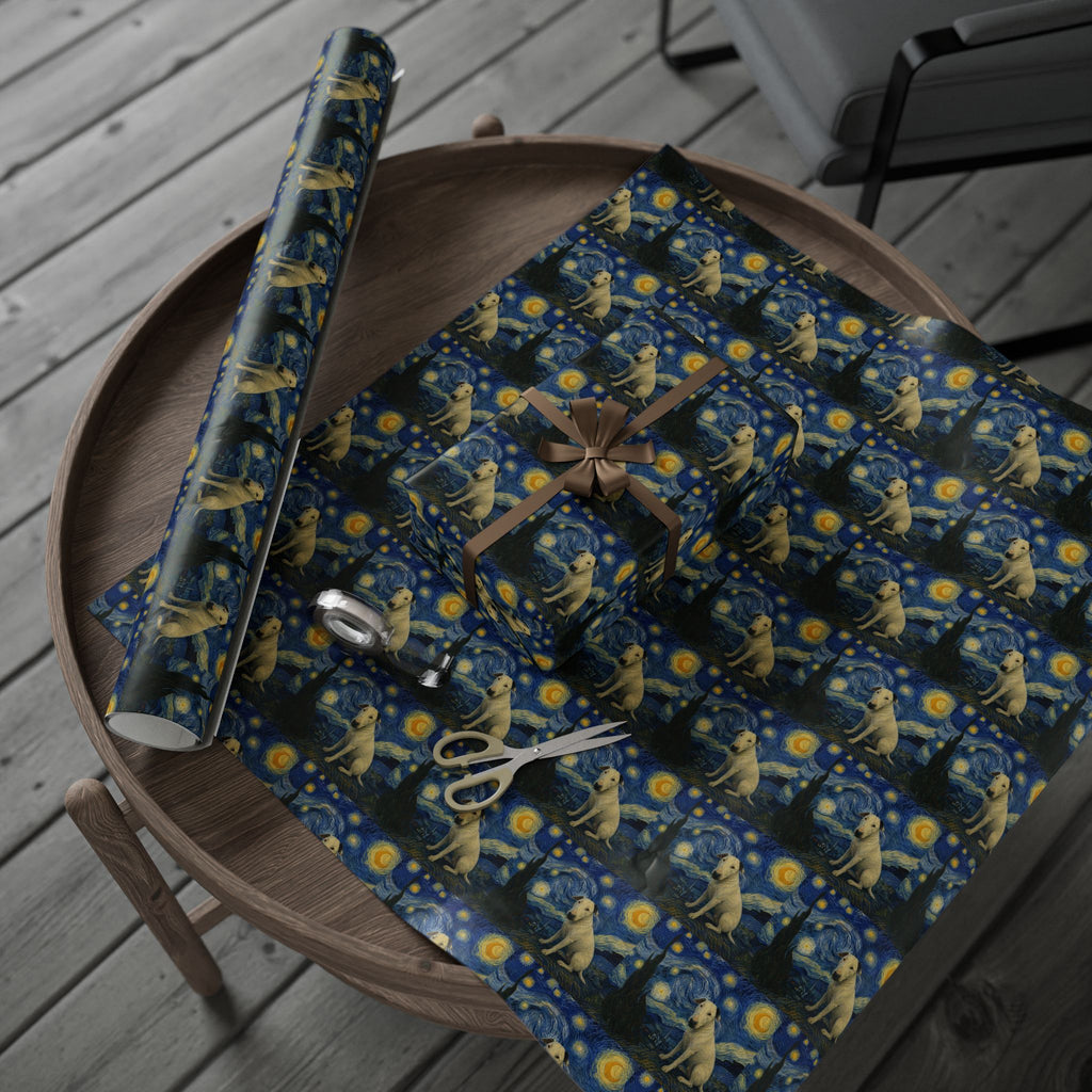 Bull Terrier The Starry Night — after Vincent van Gogh, 1889 | Wrapping Paper