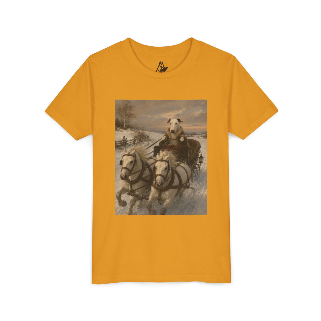 Bull Terrier Sleigh Ride — after Alfred Wierusz-Kowalski, c.1890 | Youth Tee