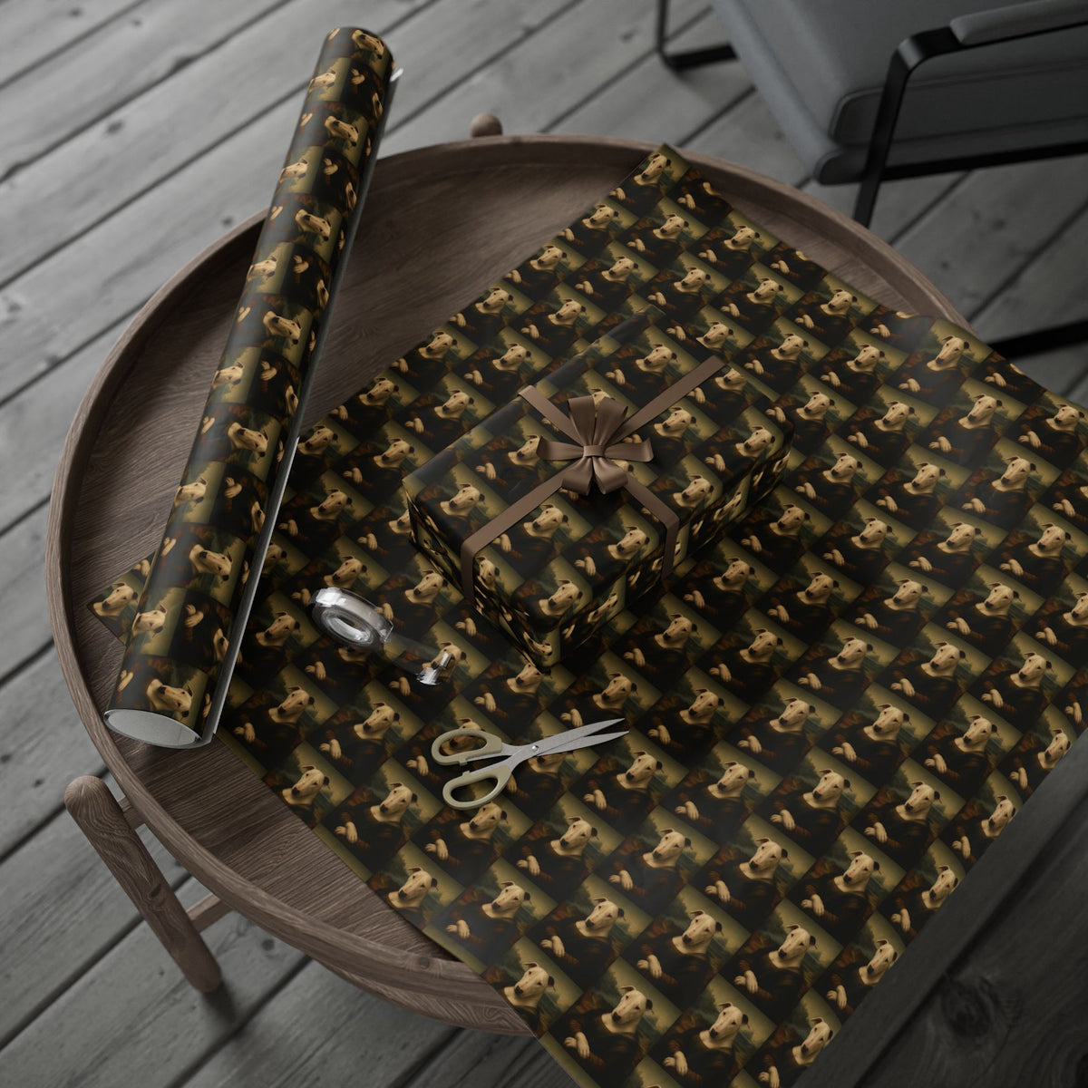 Bull Terrier Mona Lisa — after Leonardo da Vinci, c.1503 | Wrapping Paper