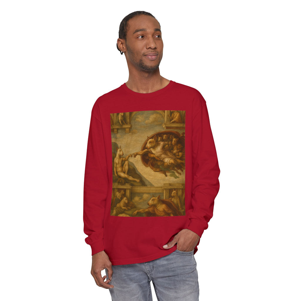Bull Terrier The Creation of Adam — after Michelangelo, 1512 | Long Sleeve