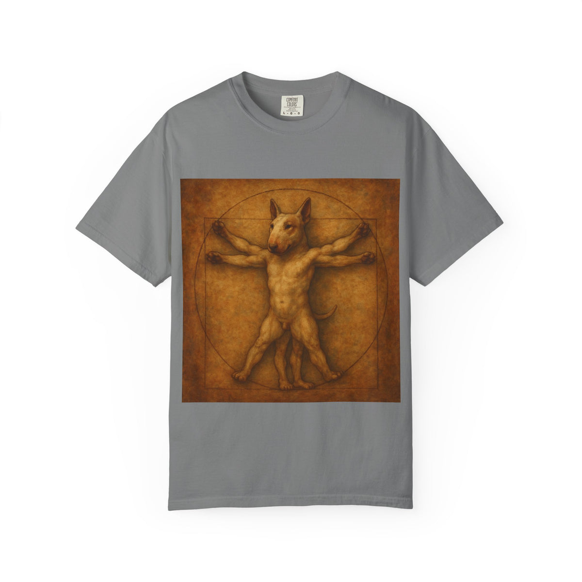 Bull Terrier Vitruvian Man — after Leonardo da Vinci, c.1490 | Garment-Dyed Tee