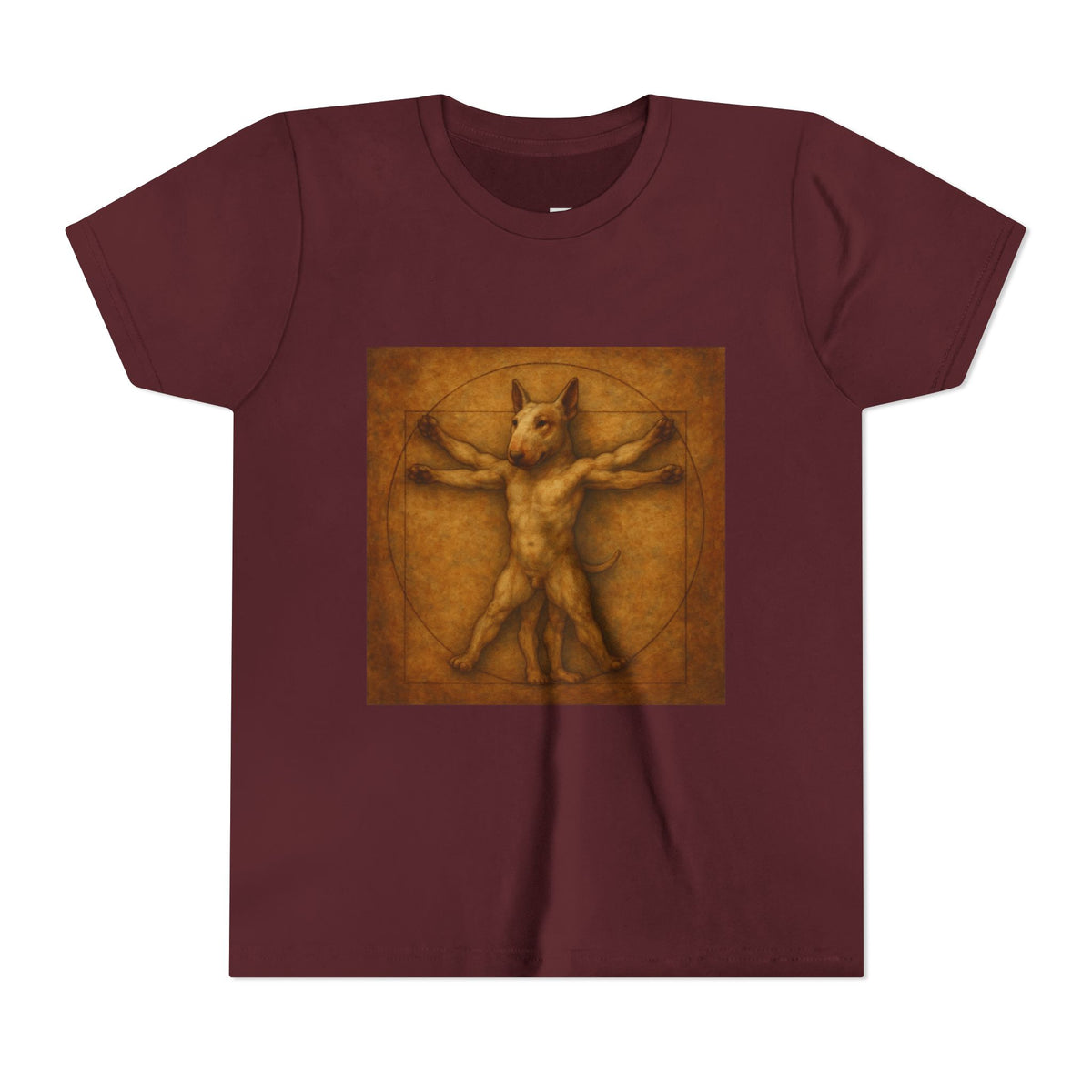 Bull Terrier Vitruvian Man — after Leonardo da Vinci, c.1490 | Youth Tee