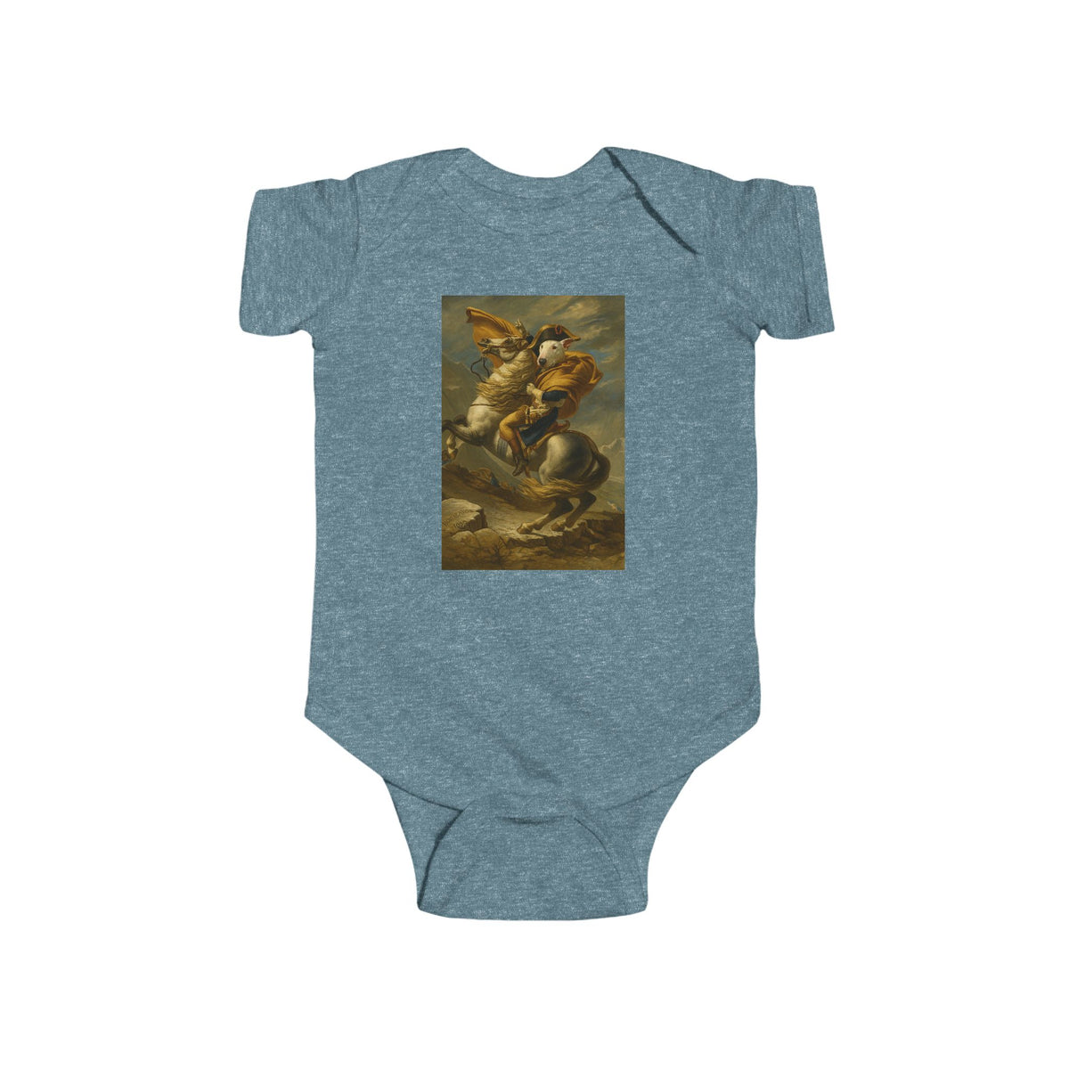 Bull Terrier Napoleon Crossing the Alps — after Jacques-Louis David, 1801 | Bodysuit