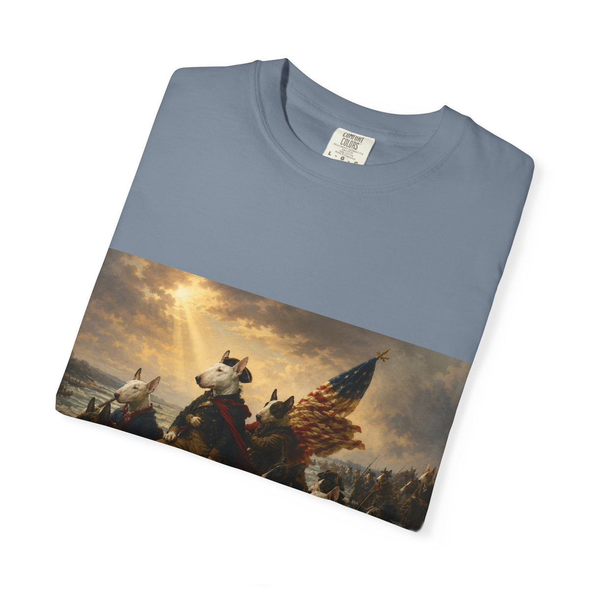 Bull Terrier Washington Crossing the Delaware — after Emanuel Leutze, 1851 | Garment-Dyed Tee