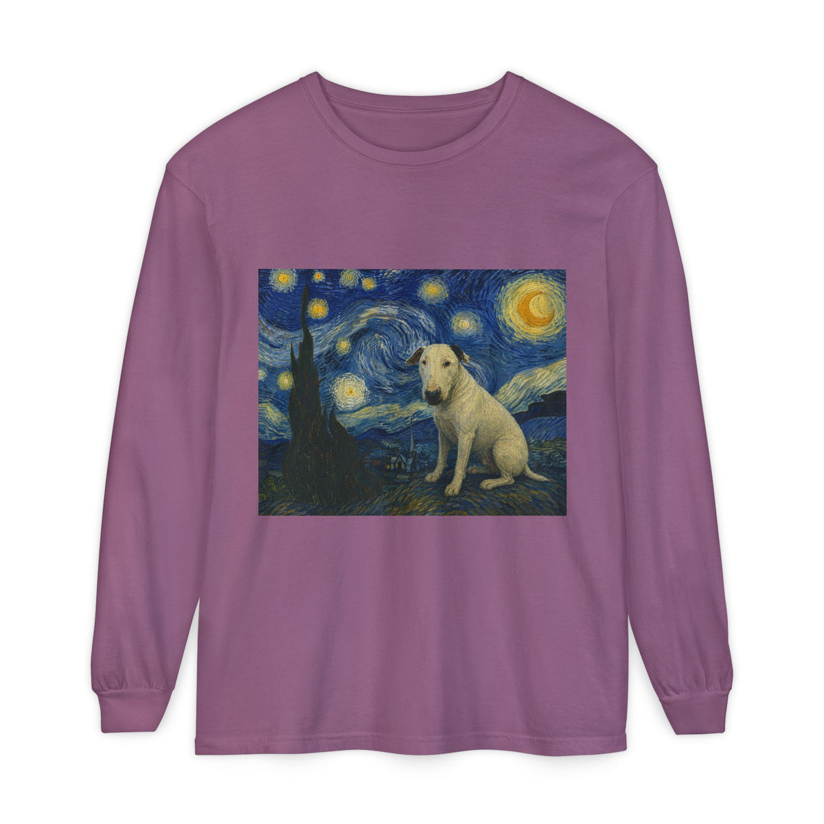 Bull Terrier The Starry Night — after Vincent van Gogh, 1889 | Long Sleeve