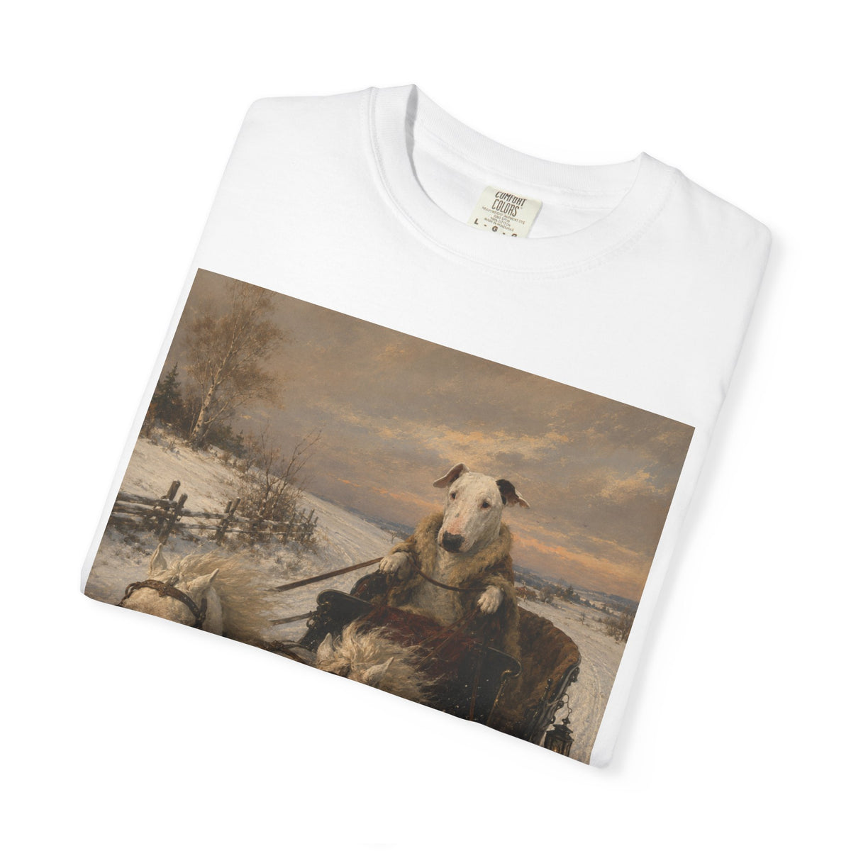 Bull Terrier Sleigh Ride — after Alfred Wierusz-Kowalski, c.1890 | Garment-Dyed Tee