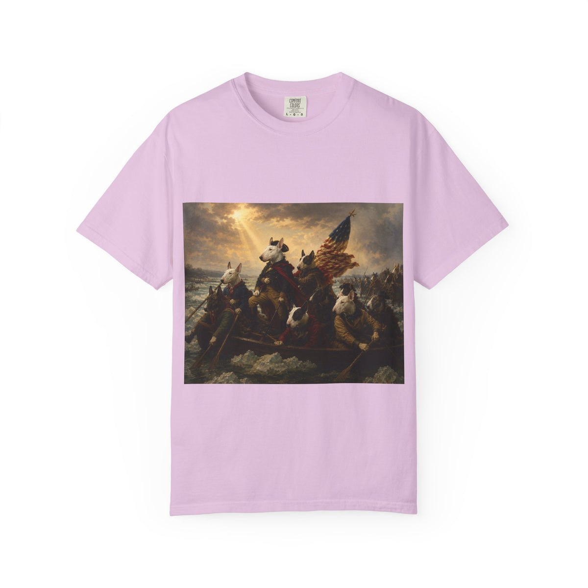 Bull Terrier Washington Crossing the Delaware — after Emanuel Leutze, 1851 | Garment-Dyed Tee