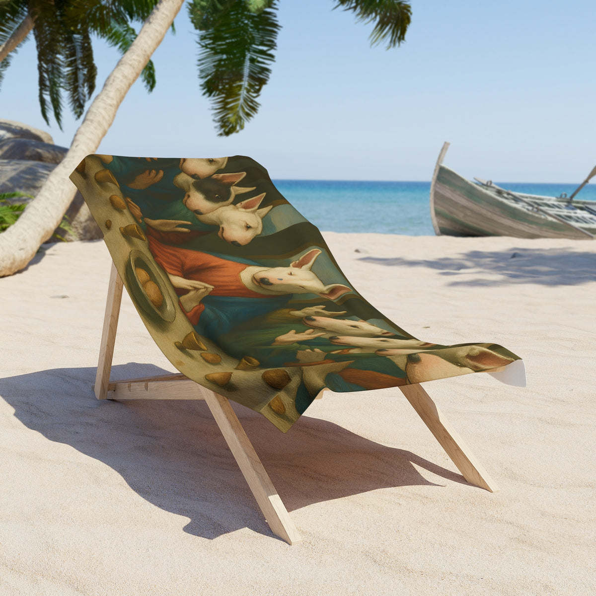 Bull Terrier The Last Supper — after Leonardo da Vinci, 1498 | Beach Towel