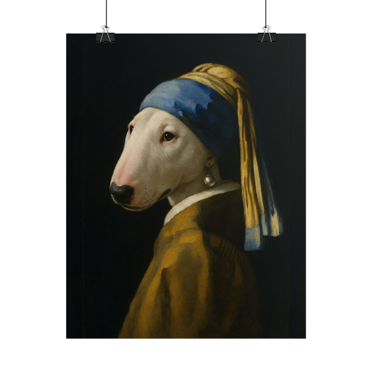 Bull Terrier Girl With A Pearl Earring — after Johannes Vermeer, c.1665 | Print