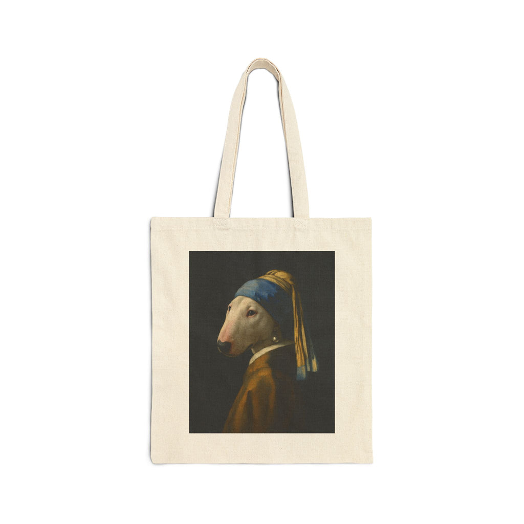 Bull Terrier Girl with a Pearl Earring — after Johannes Vermeer, c.1665 | Canvas Tote