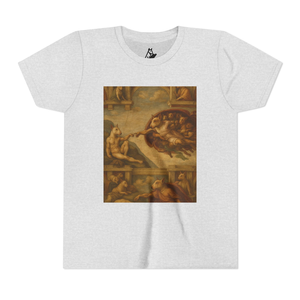 Bull Terrier The Creation of Adam — after Michelangelo, 1512 | Youth Tee