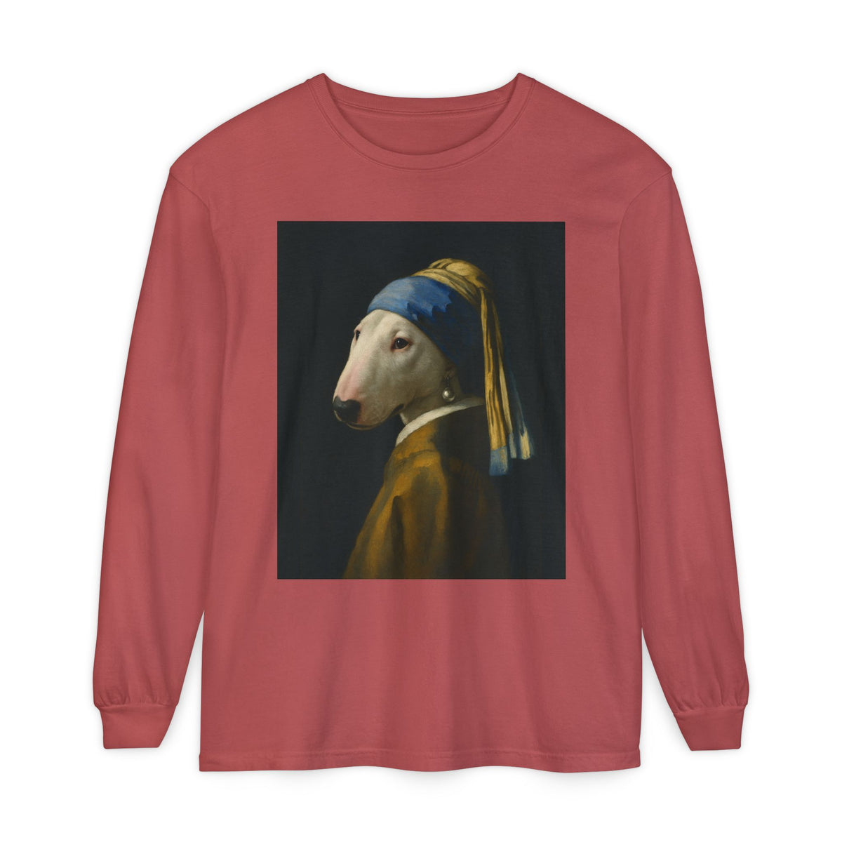 Bull Terrier Girl with a Pearl Earring — after Johannes Vermeer, c.1665 | Long Sleeve
