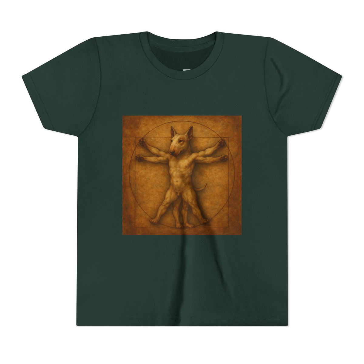 Bull Terrier Vitruvian Man — after Leonardo da Vinci, c.1490 | Youth Tee