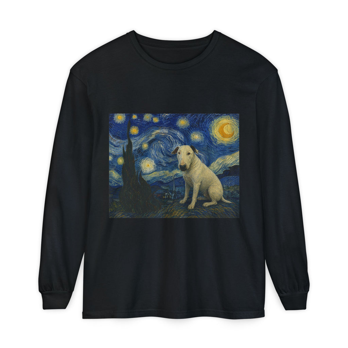 Bull Terrier The Starry Night — after Vincent van Gogh, 1889 | Long Sleeve