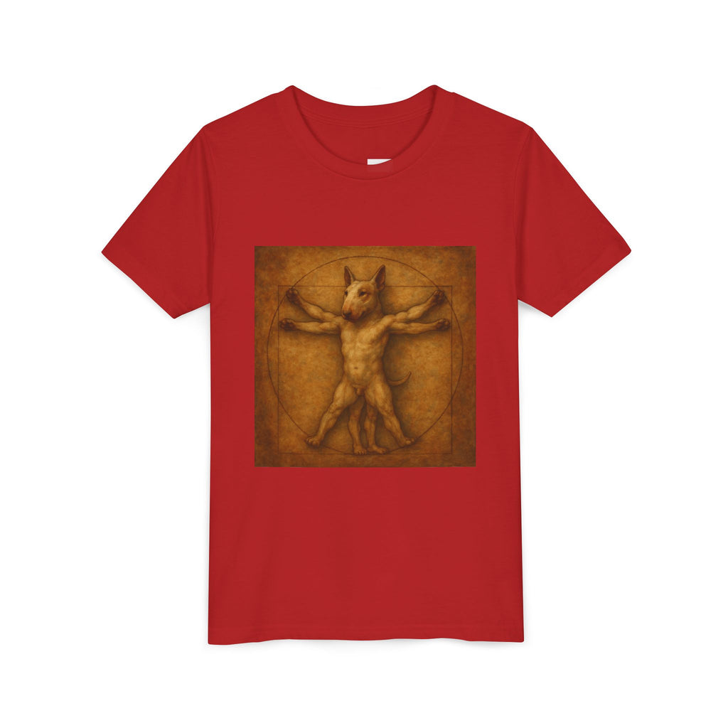 Bull Terrier Vitruvian Man — after Leonardo da Vinci, c.1490 | Youth Tee