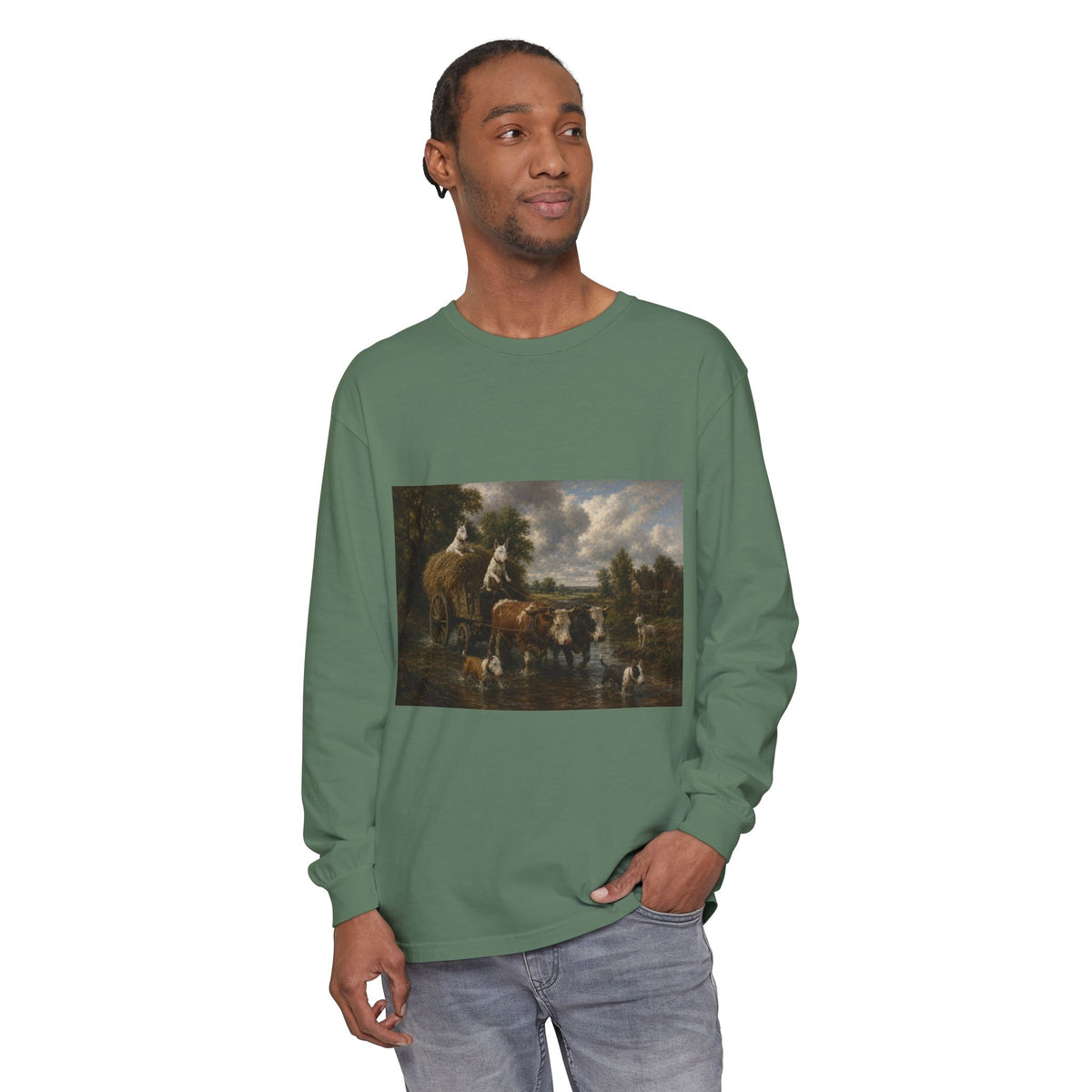 Bull Terrier The Hay Wain — after John Constable, 1821 | Long Sleeve