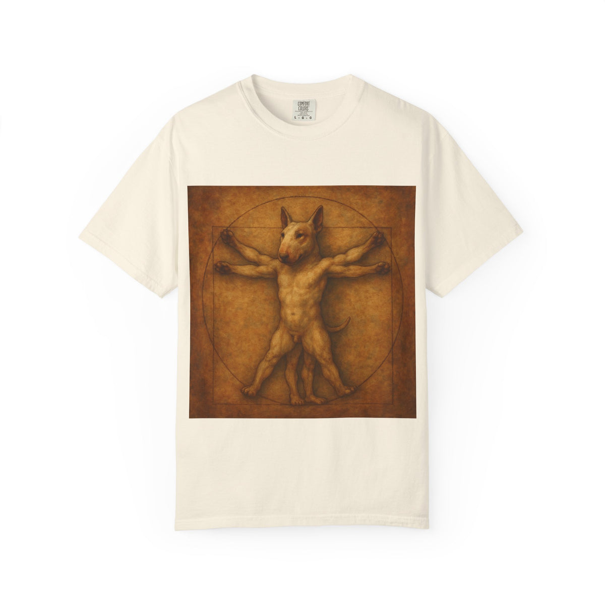 Bull Terrier Vitruvian Man — after Leonardo da Vinci, c.1490 | Garment-Dyed Tee